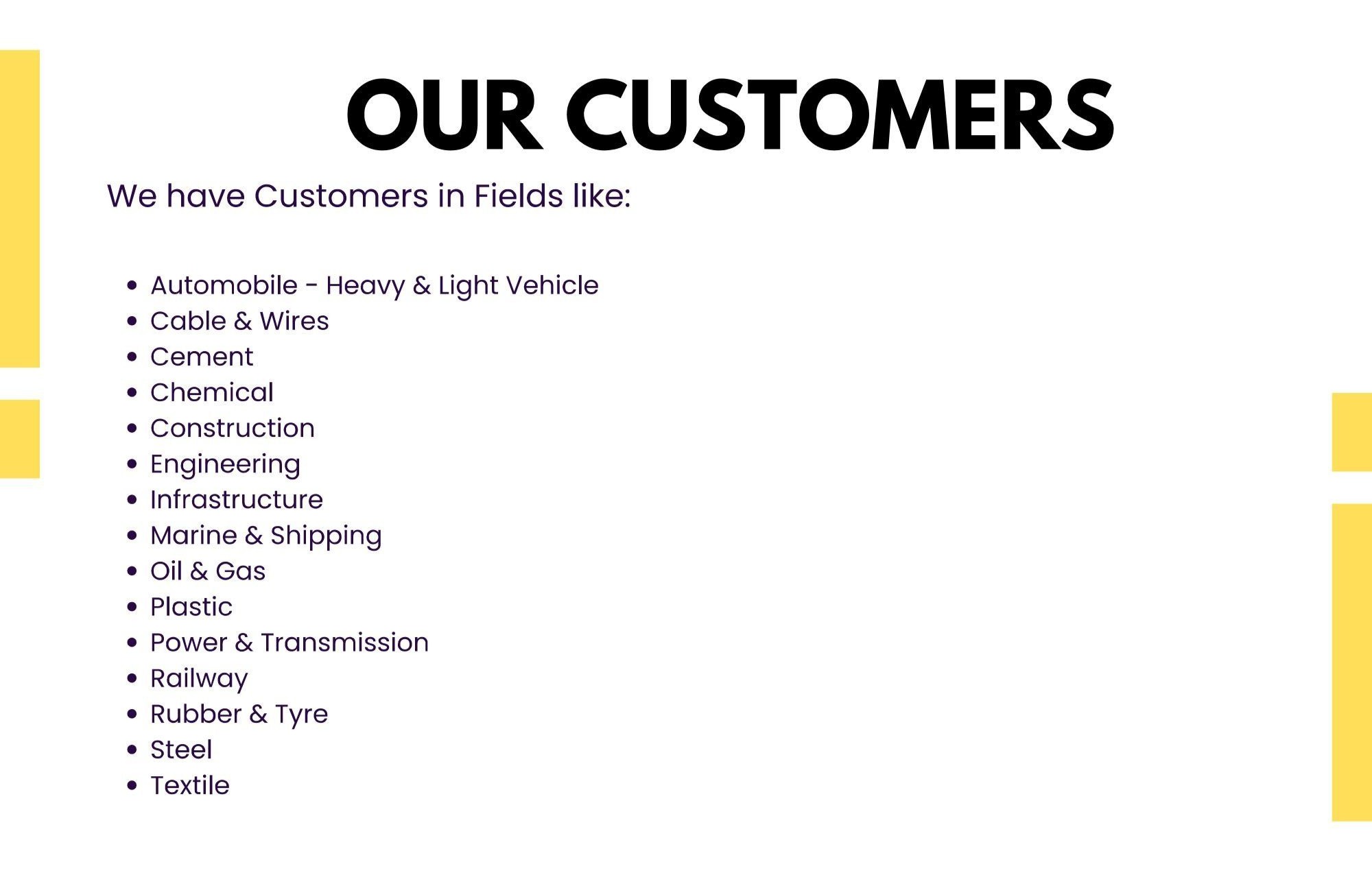 Customers are from Various Fields