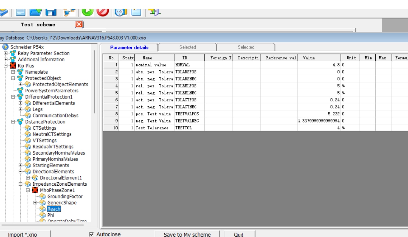 Engineering components identified within the imported First Field Sample XRIO hierarchy.