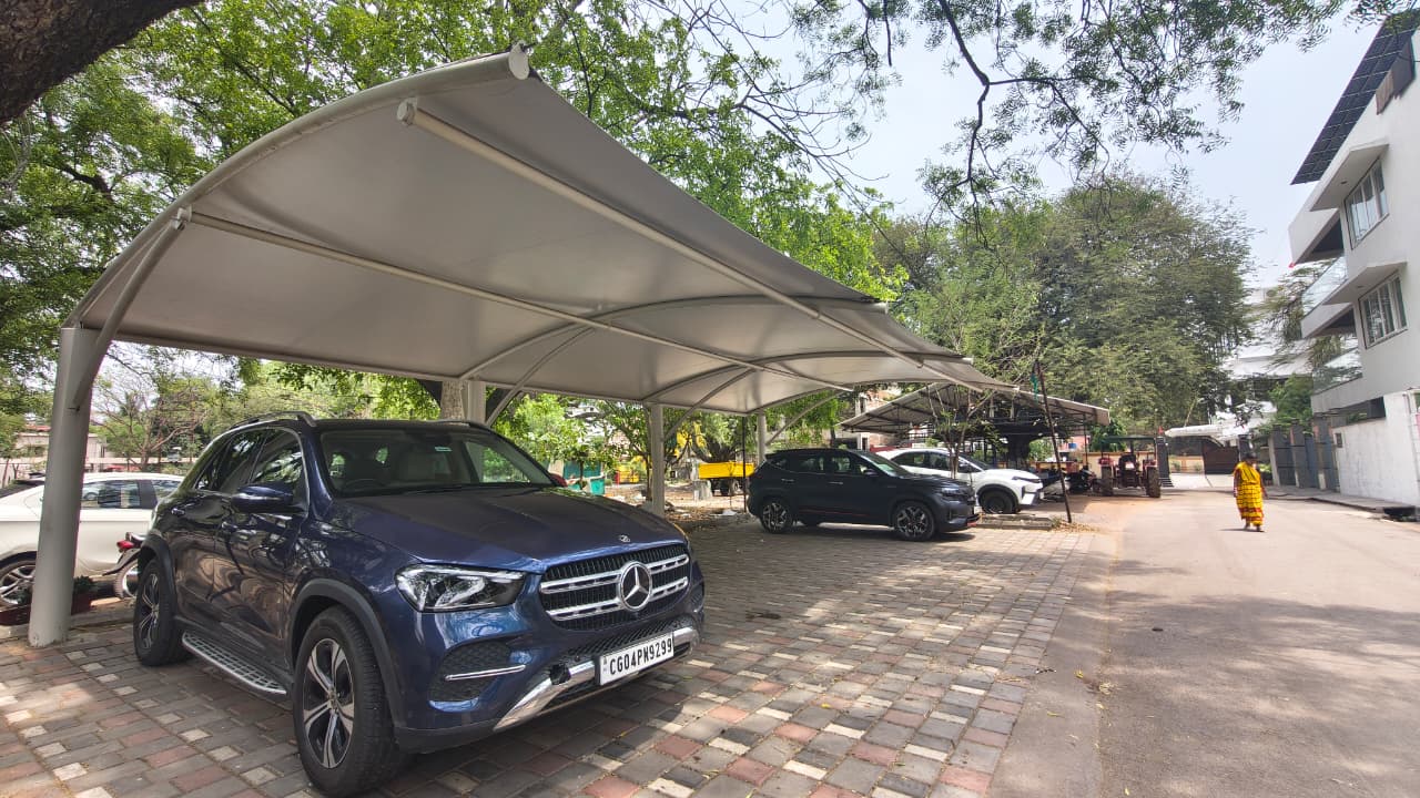 Luxury Tensile Car Parking Structure, Doongaji Colony (Raipur) | FV INFRA LLP