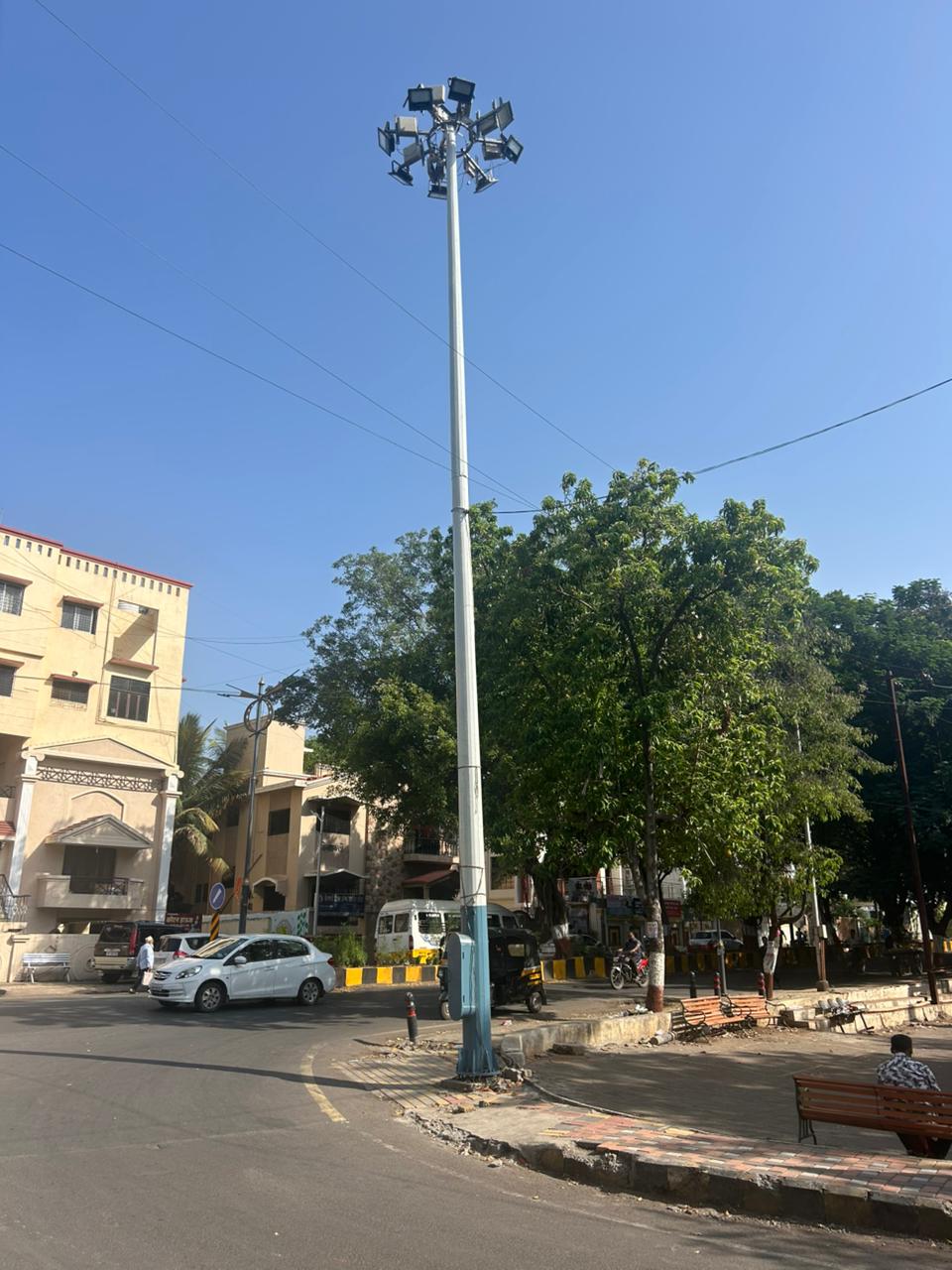 16 Meter High Mast Pole Manufacturing, Supply & Installation for Outdoor Lighting Project in Pune.