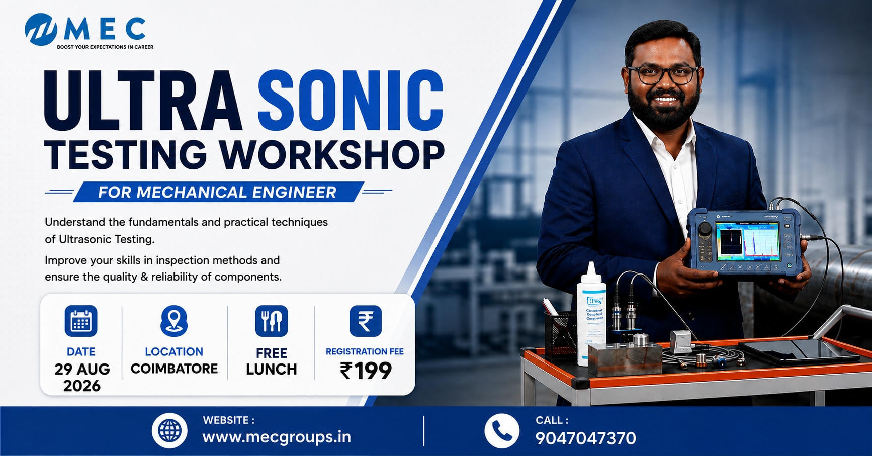 ONE DAY HANDS-ON ULTRASONIC TESTING WORKSHOP (FOR MECH)