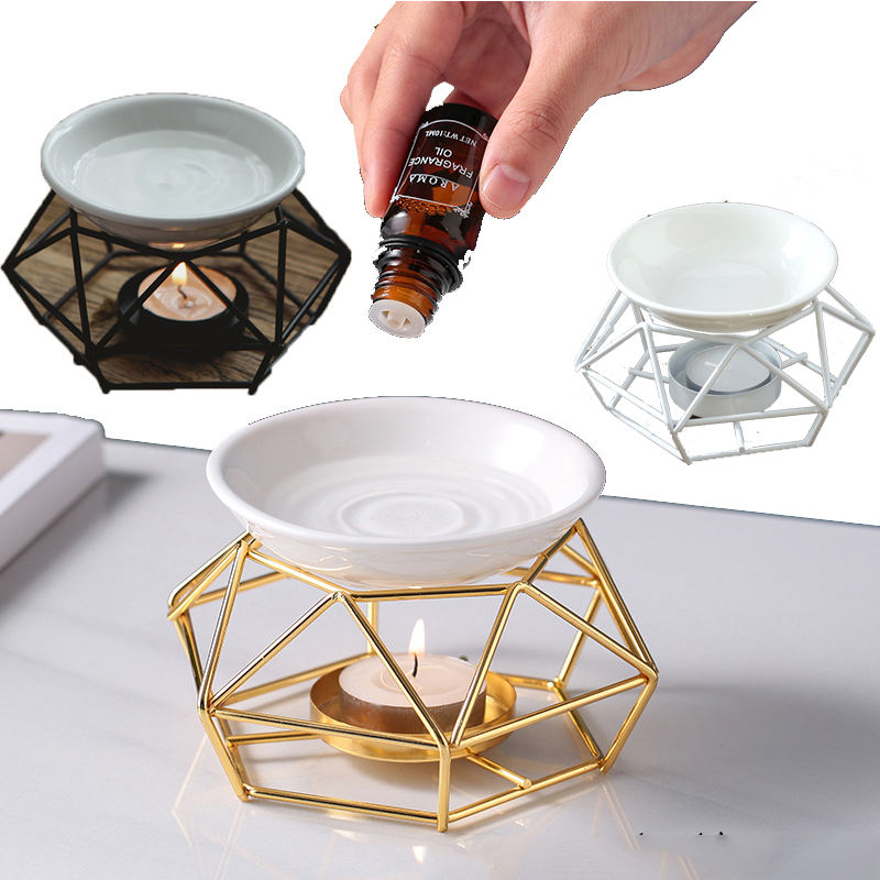 Burner, Aroma Oil Burner, Geometric Rack Design Oil Candle Holder, Stylish for Bathroom image 2
