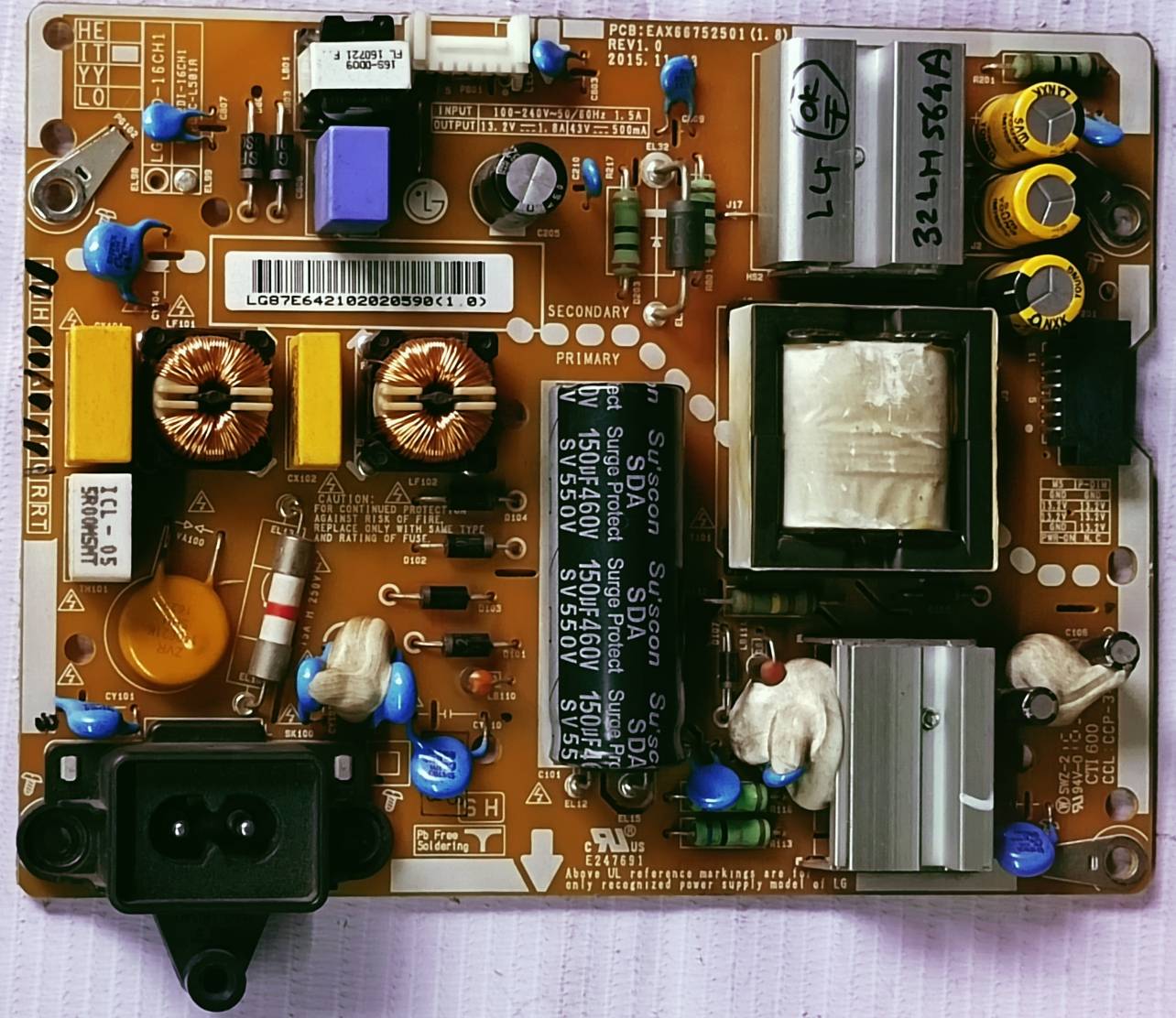 LG 32LH564A POWER SUPPLY BOARD, LED BOARD #Wb31 image 3