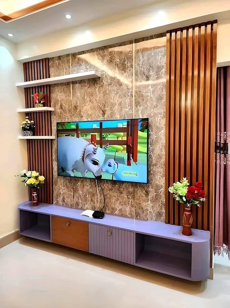 Contemporary TV Unit Wall Paneling in Chennai image 3