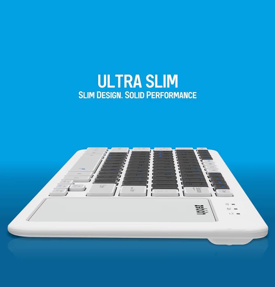 Zebion G3200 Padfusion Wireless Keyboard with Inbuilt Mouse Pad | Dual Connectivity (Bluetooth + USB Dongle) | Compatible with Android, Windows & Mac | Slim White Design | 12-Month Warranty image 7