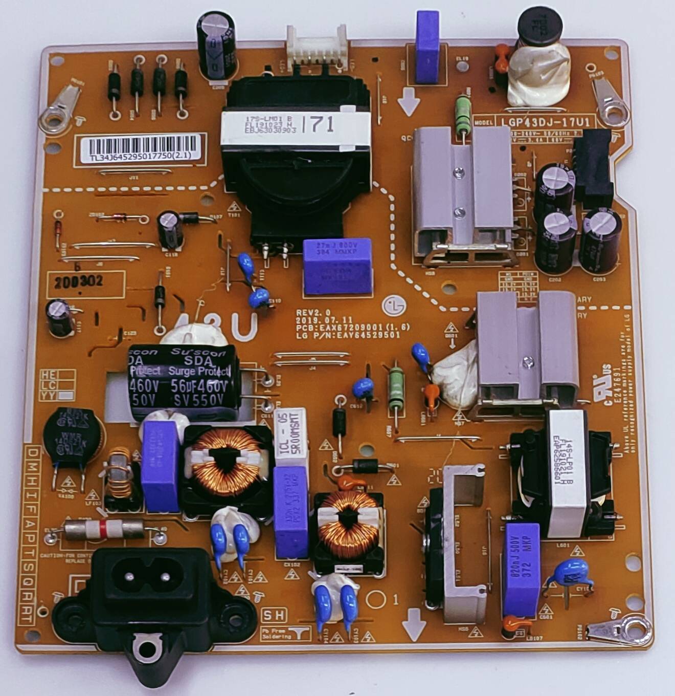 LG 43UM7290PTE LED TV POWER SUPPLY BOARD image 4