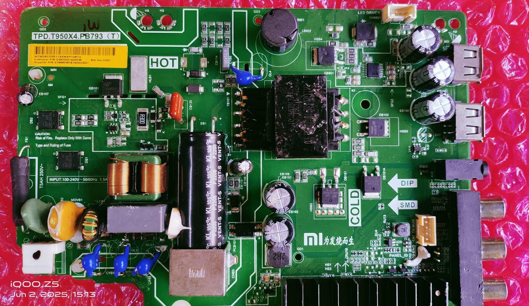 MI REDMI XIAOMI L32M7-RA ANDROID MAIN BOARD, ANDROID MOTHER BOARD, ANDROID COMBO BOARD, #WB12 image 3