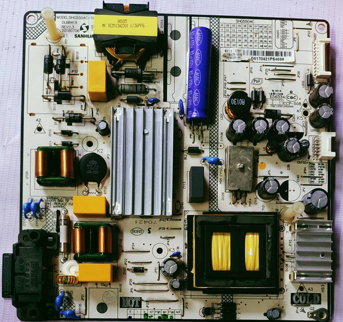 VU T55D1680 POWER SUPPLY BOARD, SMPS BOARD #Wb29 image 2