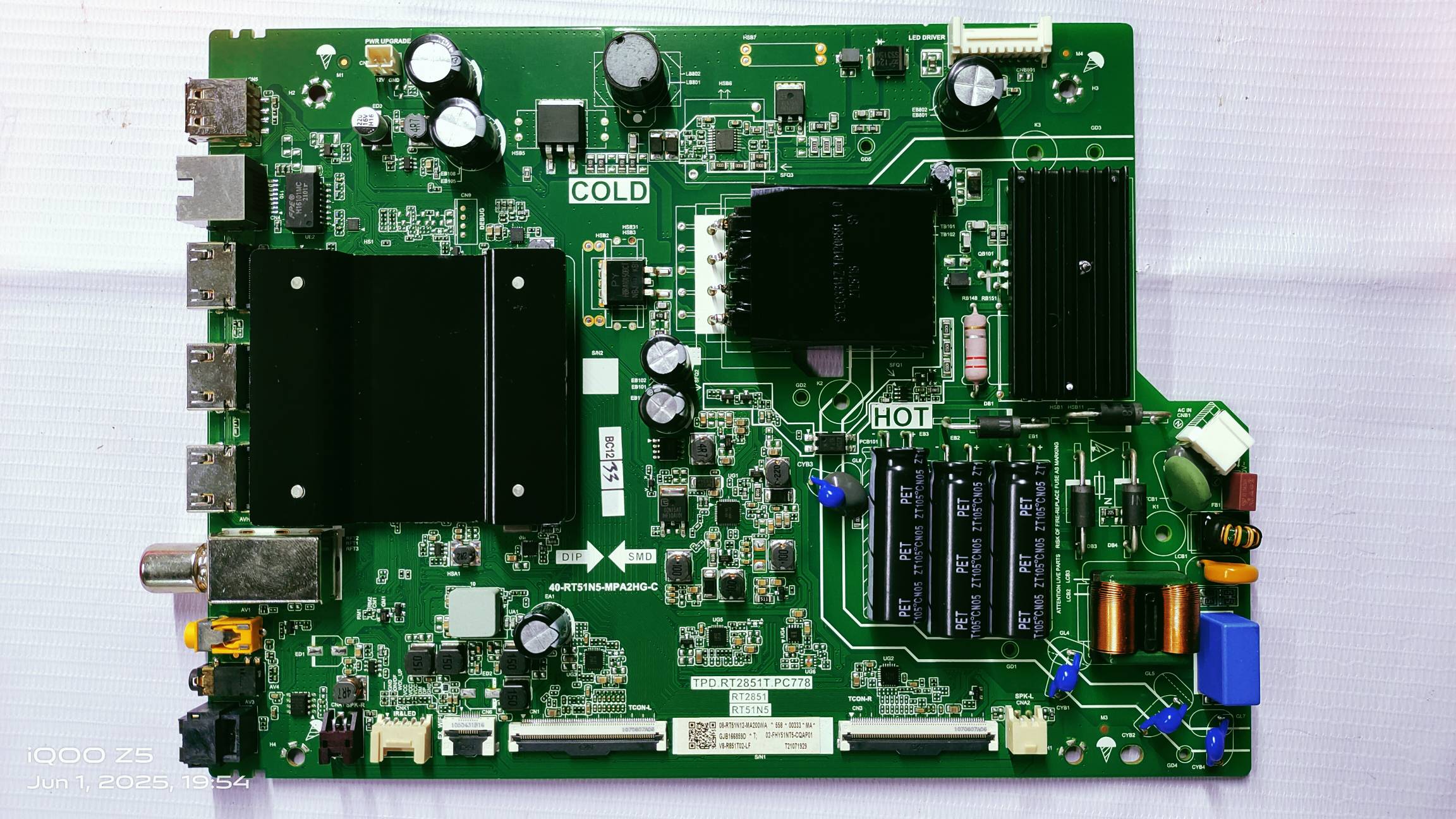 TCL/IFFALCON ANDROID MAIN BOARD, MOTHER BOARD, COMBO BOARD, TPD. RT 2851T.PC778 RT2851 RT51N5 , #WB010 image 4
