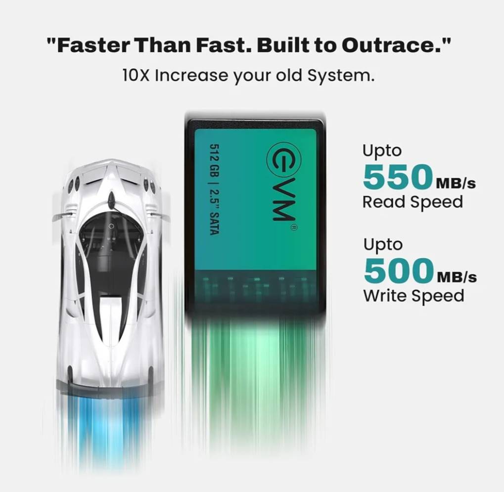 EVM 512GB 2.5 Inch SATA III Internal SSD | Up to 550MB/s Read 500MB/s Write | High Speed Storage for Laptop Desktop | 5 Year Warranty (EVM25/512GB) image 5
