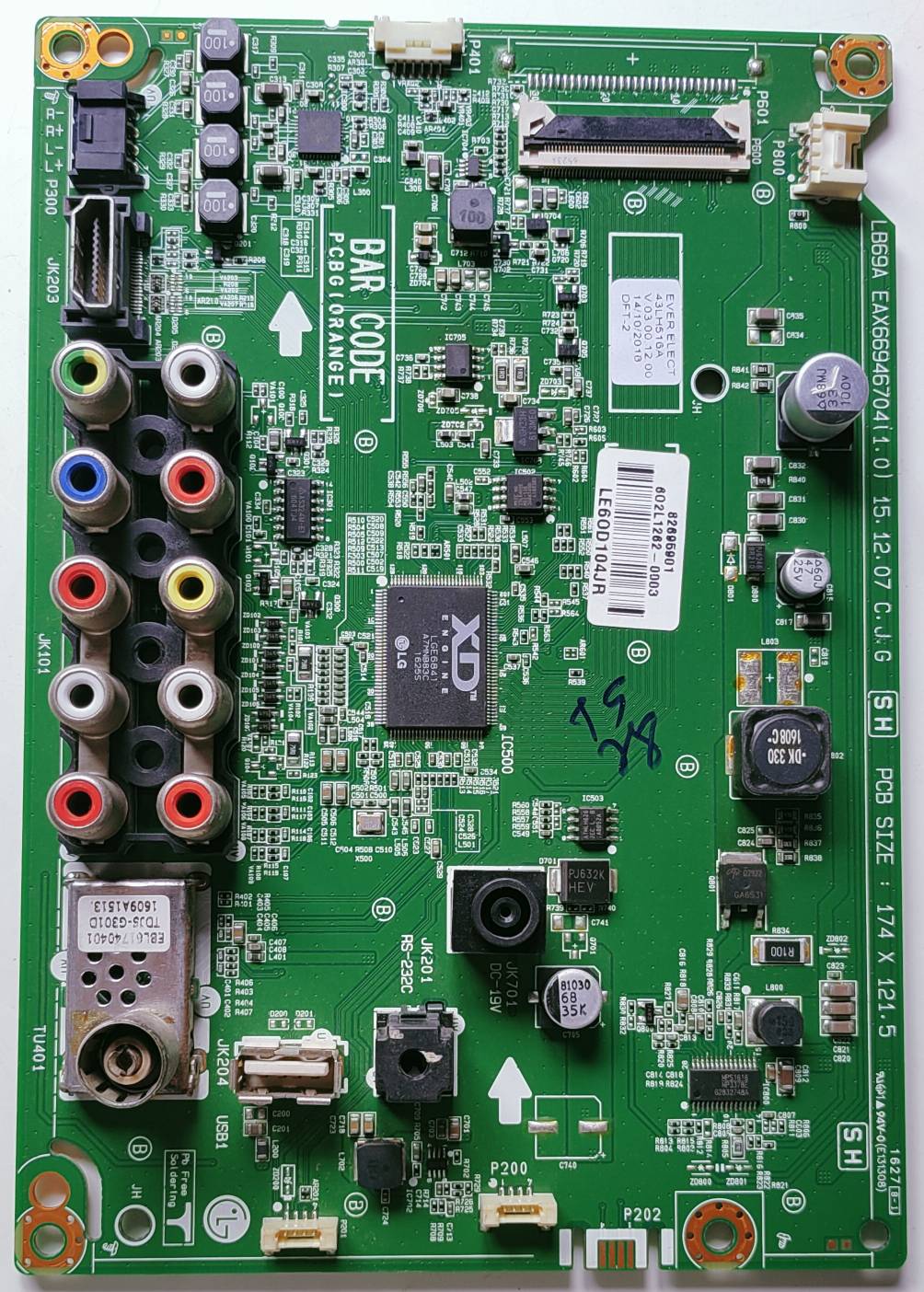 LG 43LH516A-TE LED Full HD TV Motherboard, Main Board, Main PCB image 3