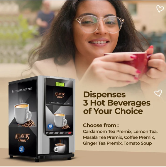 ATLANTIS CLASSIC - 3 Lane Tea and Coffee Vending Machine 3 Ltrs hot Tank
image 2