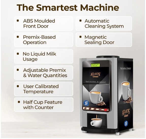 ATLANTIS CLASSIC 4 Lane Tea & Coffee Vending Machine 3 Ltrs hot Tank

 image 2