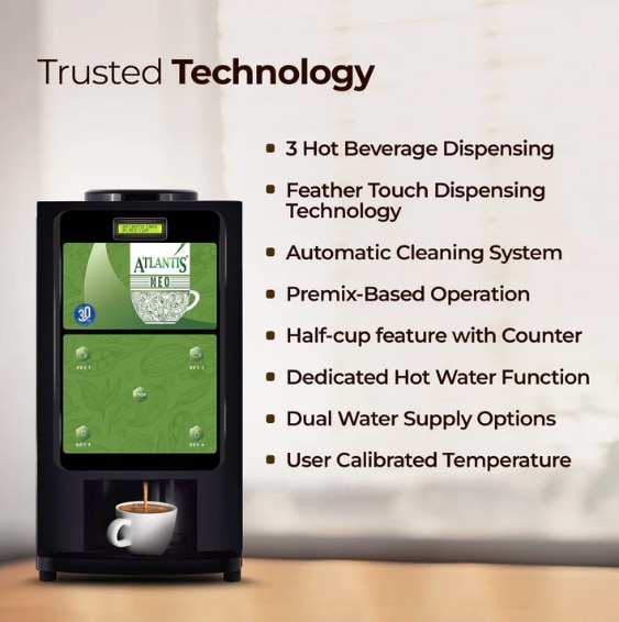 ATLANTIS NEO 3-Lane Tea and Coffee Vending Machine - Dedicated Hot Water

 image 2
