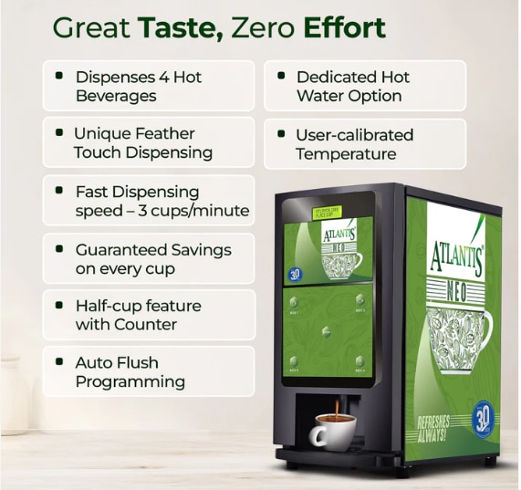 ATLANTIS NEO 4-Lane Tea and Coffee Vending Machines - Dedicated Hot Water
image 2