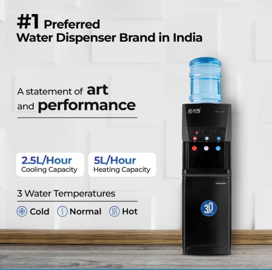 ATLANTIS BLAQUE | 18L Cooling Cabinet | Smart Push Buttons | Hot, Normal & Cold Water | 2.5L/hour Cooling Capacity | 1 Year Warranty | Top Loading image 5