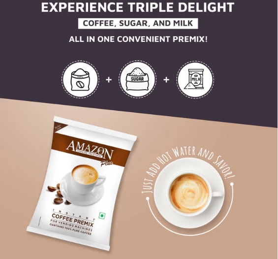 AMAZON Plus 3-in-1 Coffee Premix Powder – Instant Coffee Solution for Vending Machines | Quick to Serve, Easy to Enjoy image 4