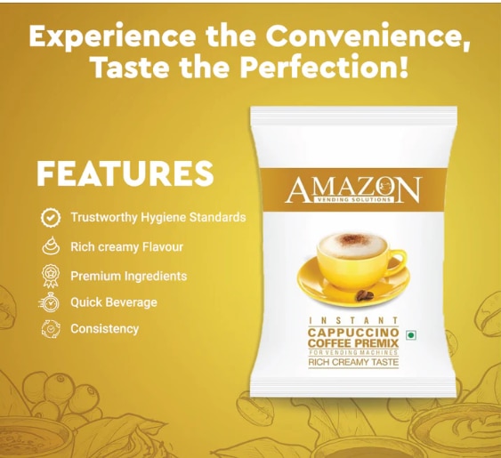 AMAZON 3-in-1 Cappuccino Coffee Premix – Rich & Creamy Taste | Ideal for Vending Machines image 3