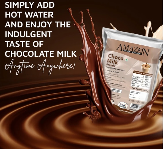 AMAZON Choco Milk Premix – 500g Pack | Tasty Chocolate Beverage for Vending Machines image 3