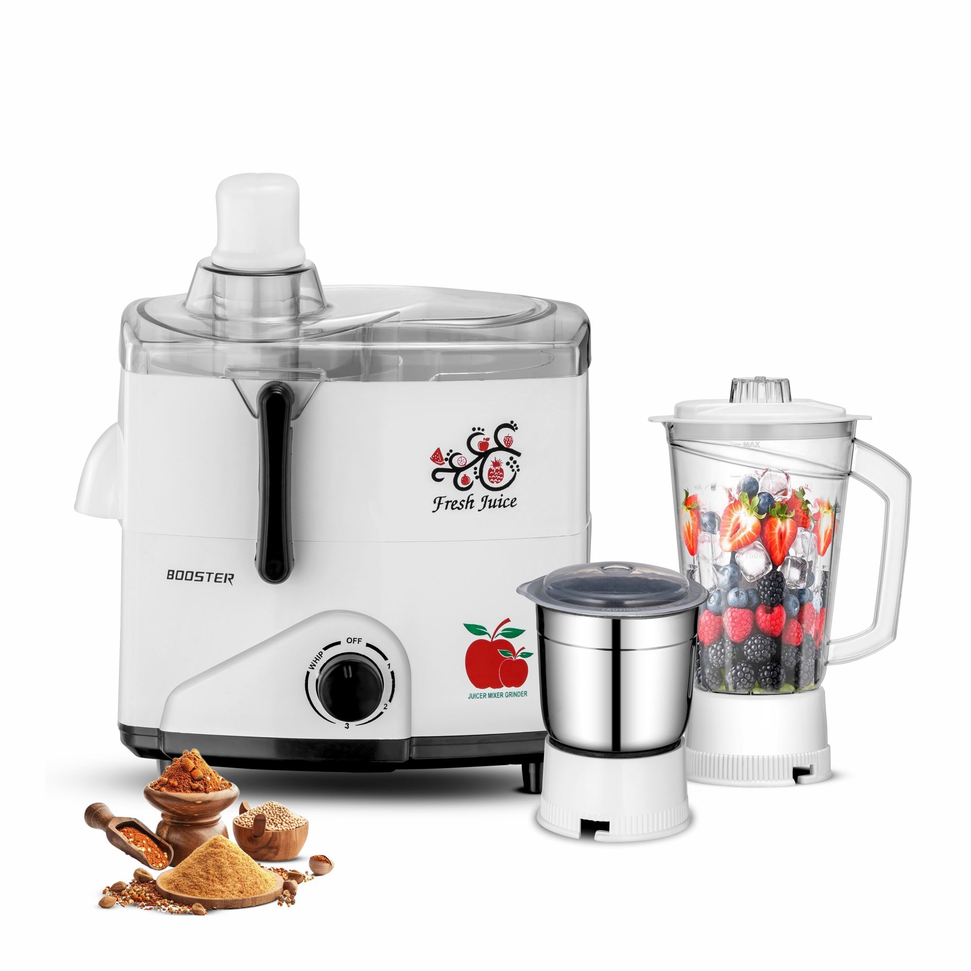 BOOSTER Powerful 550 W Juicer Mixer Grinder 550 W Juicer Mixer Grinder  (Juicer_Mixer | 3 Jars | White, Grey) image 8