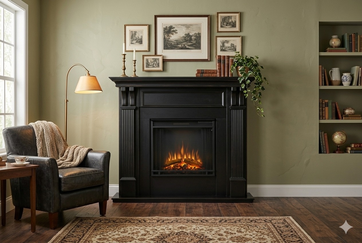 Modern Electric Fireplace Heater with Realistic LED Flame Effect (24x24) image 3