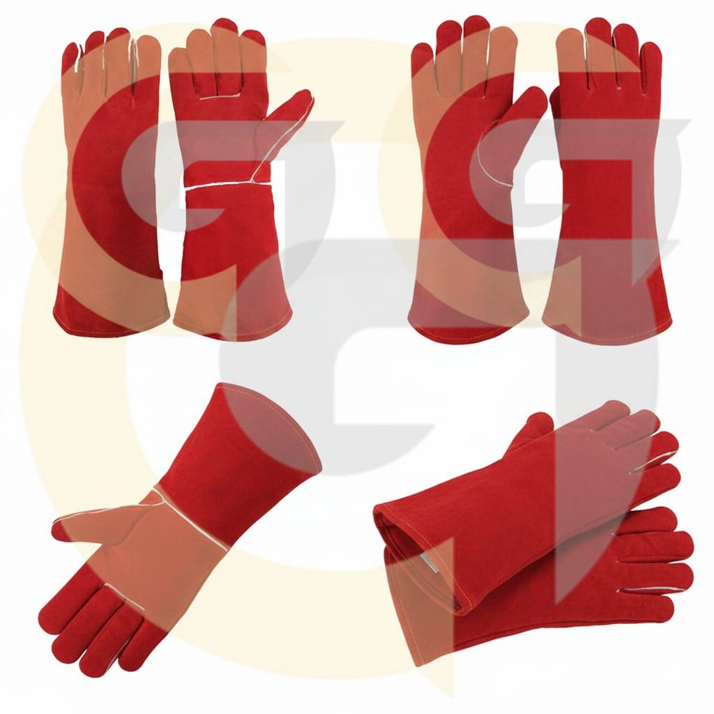 Red Leather Welding Gloves – Heat Resistant & Durable image 4