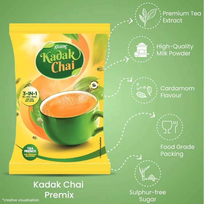 ATLANTIS Kadak 3-in-1 Cardamom Tea Premix – 1kg Pack | Strong & Flavourful Chai for Vending Machines – No Milk or Sugar Needed image 3