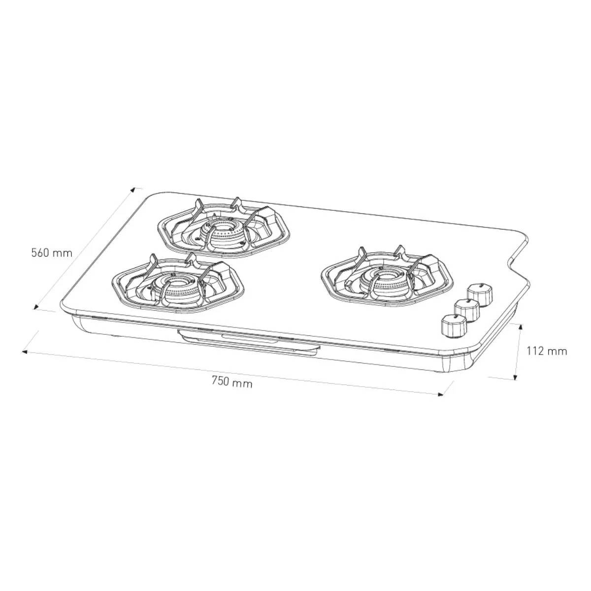 Hexa Cooktop 3 Burner Auto Ignition image 3