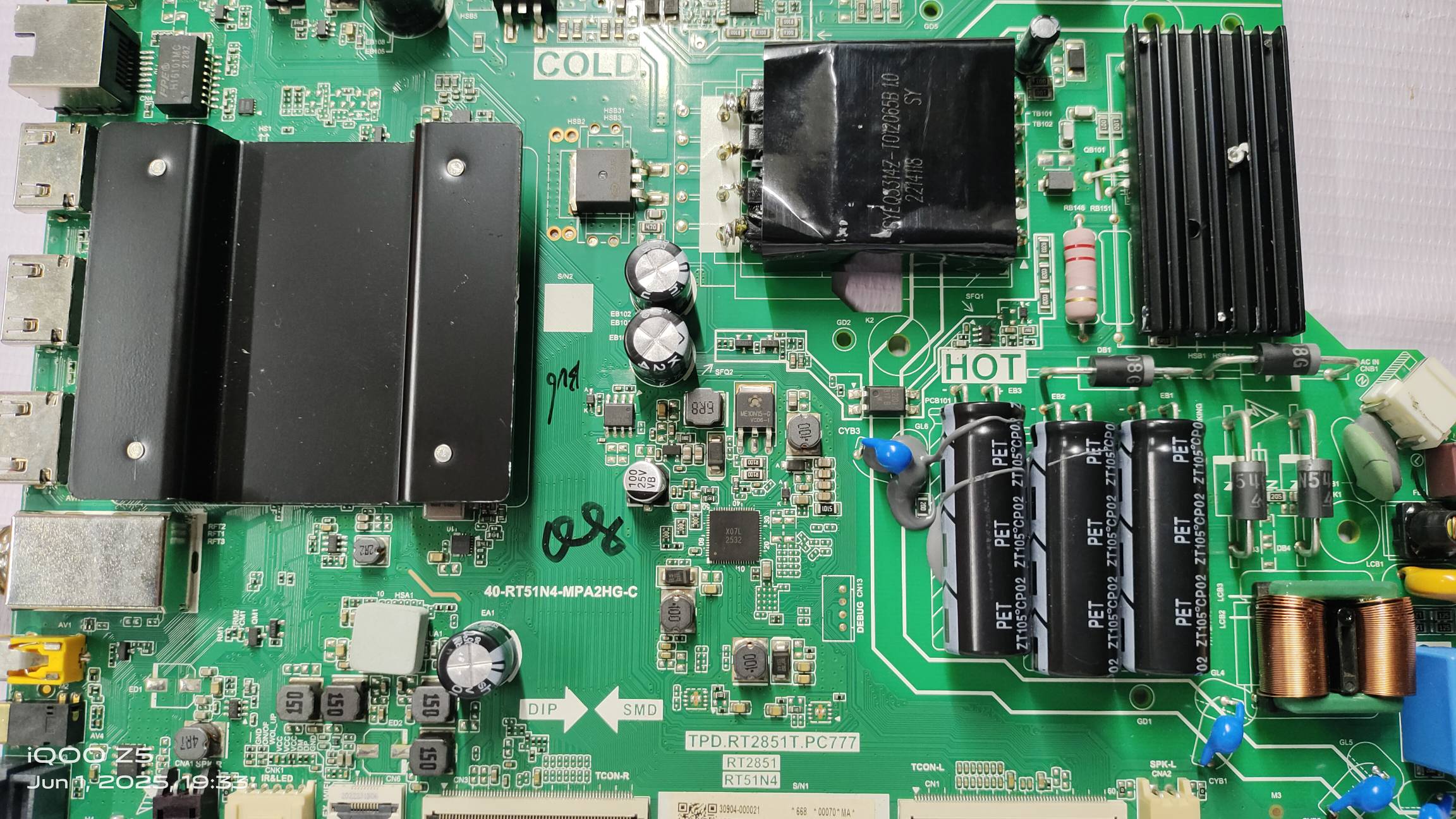 TCL/IFFALCON ANDROID MAIN BOARD,MOTHER BOARD,COMBO BOARD TPD.RT2851T.PC777 RT2851 RT51N4 #WB010 image 2