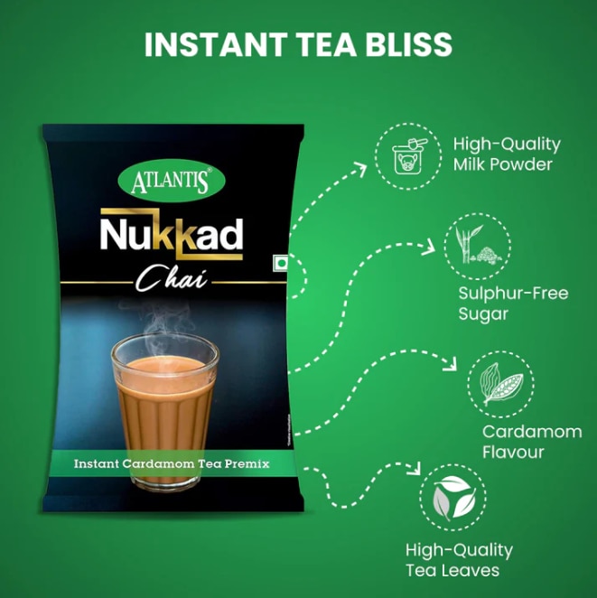 ATLANTIS Nukkad 3-in-1 Cardamom Tea Premix – 1kg Pack for Vending Machines | Strong Taste, No Milk or Sugar Needed image 3
