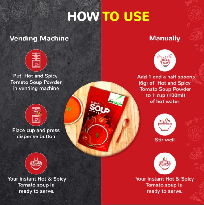 ATLANTIS INSTACUP Hot & Spicy Tomato Soup Premix | 500g | designed for Making Soup in a Vending Machine image 3