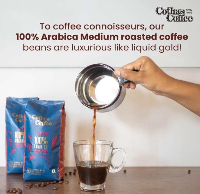 Cothas 100% Arabica Roasted Coffee Beans | Medium Roasted | Speciality Whole Beans | Hint Of Dried Fruits | Aromatic, Velvety | Espresso, Cappuccino | 250.. image 2