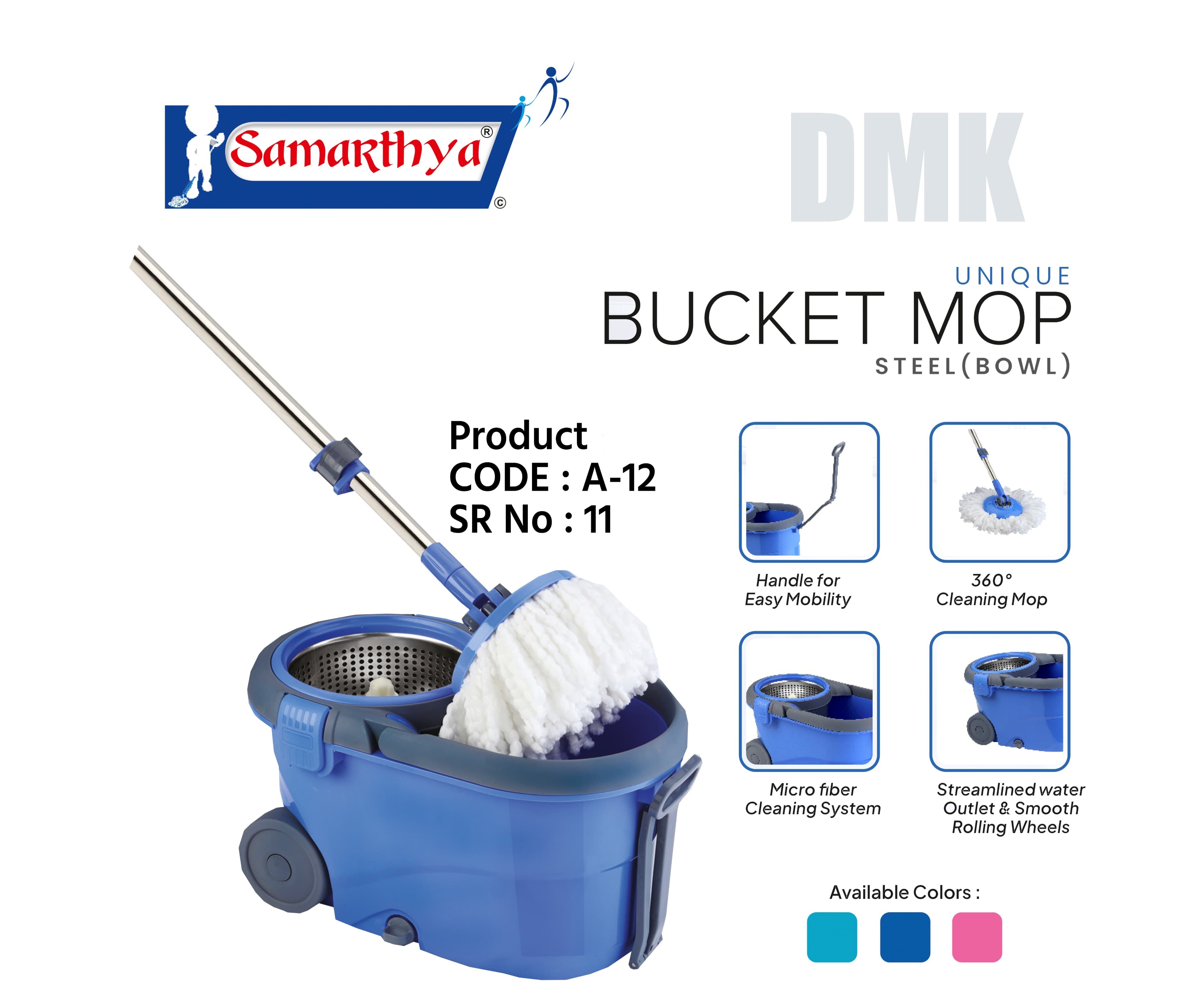 Samarthya Unique Bucket Mop – 360° Spin Cleaning System with Super Absorbent Microfiber Refill for Home, Office, Hotel, Shops and Professional Use image 2
