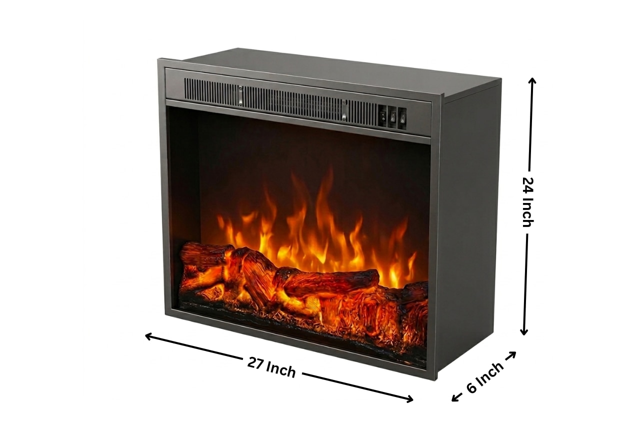 Modern Electric Fireplace Heater with Realistic LED Flame Effect (27x24) image 2