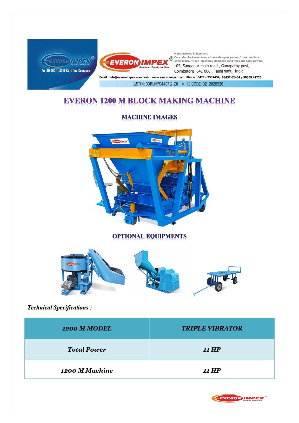 Fully Automatic Hollow Brick Making Machine Manufacturers In Coimbatore - 1200 Mass Production image 2