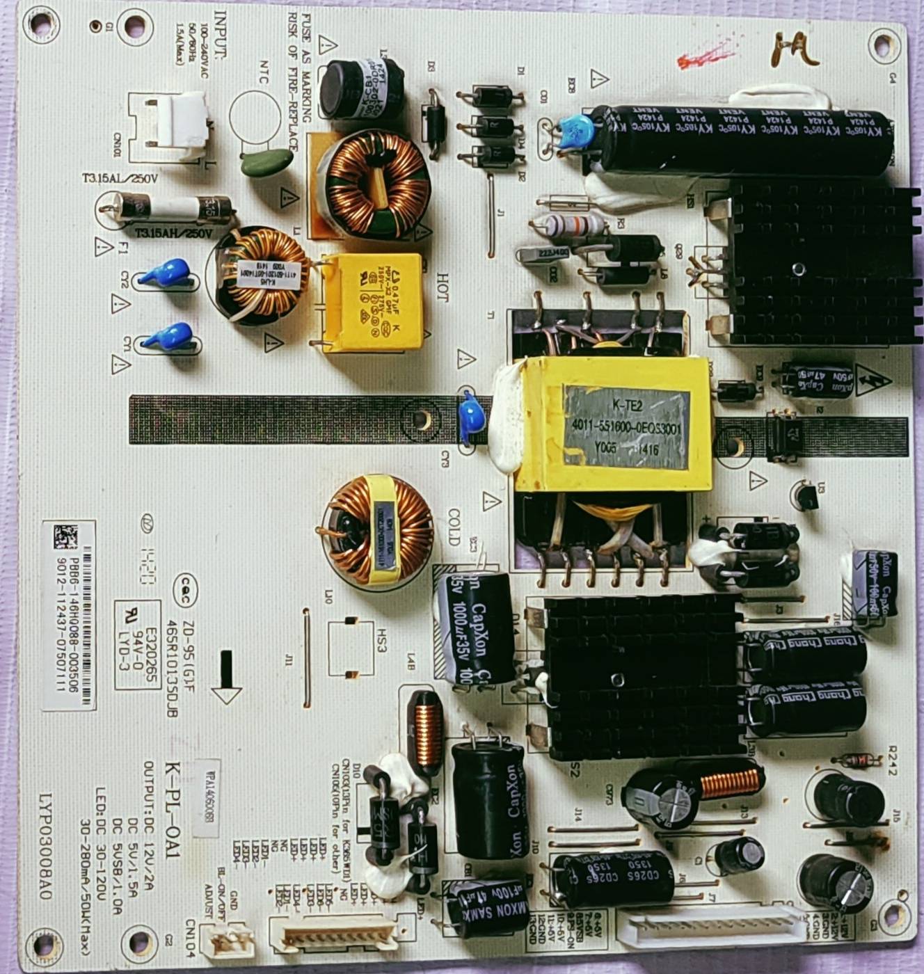 INTEX 40" POWER SUPPLY BOARD, SMPS BOARD, #wb29 image 3