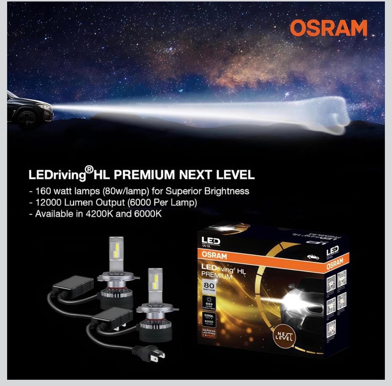 OSRAM LED Headlight for CAR H6150 Cool White (H1 12V 80W 6000K) image 2