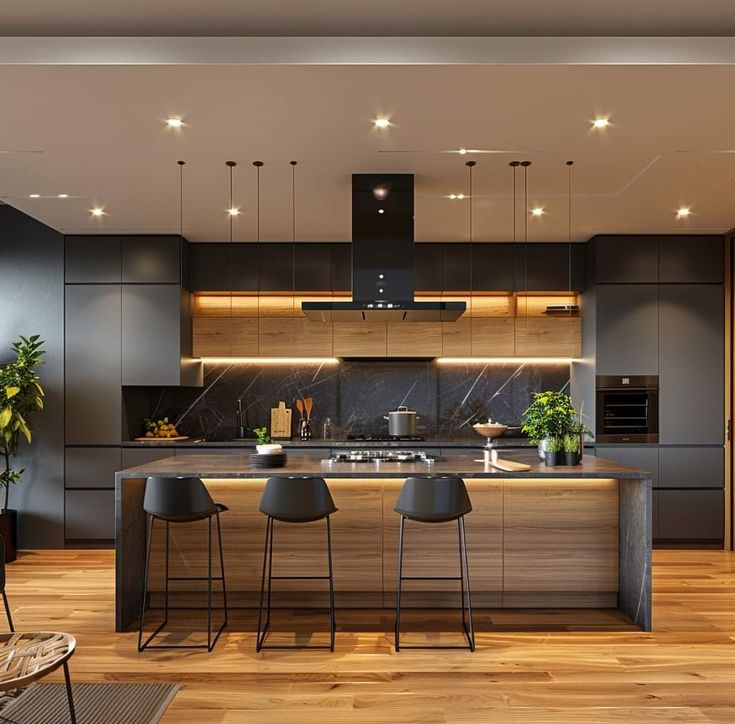 Elegant Wooden Kitchen Interiors with Modern Touches image 2
