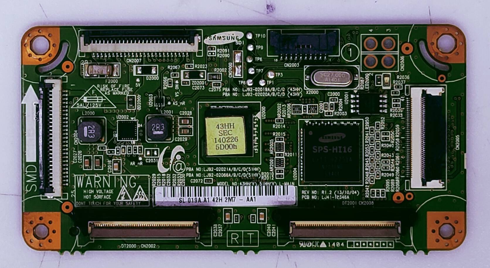 Samsung Plazma PA43H4900AR Logic Board Part No. SL 019A A1 2H 2M7-AA1 image 4
