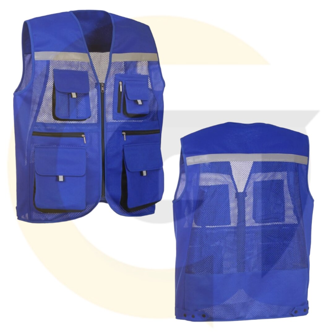 Blue Polyester Reflective Safety Vest | Goyal Industrial Hub Delhi image 4