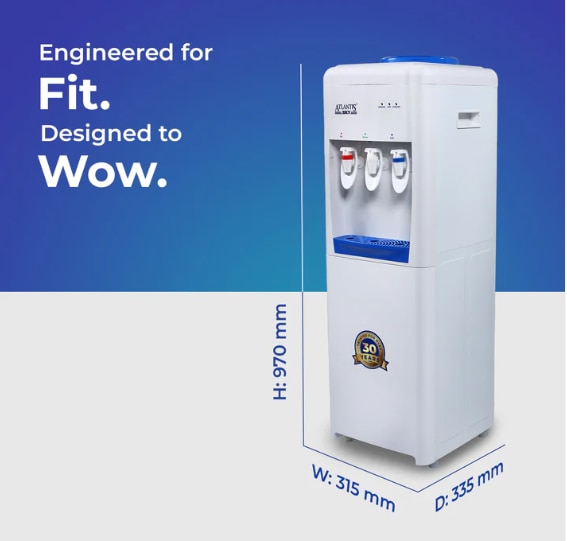 ATLANTIS SKY | Smart Glass Push-Pull Taps | Floor Standing Water Dispenser with Hot, Normal & Cold Water | 1 Year Warranty | 3L/hour Cooling Capacity image 3