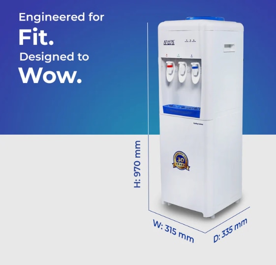 ATLANTIS SKY | Smart Glass Push-Pull Taps | 18L Cooling Cabinet | 1 Year Warranty | 3 Taps for Hot, Normal & Cold Water | 2.5L/Hour Cooling Capacity image 4