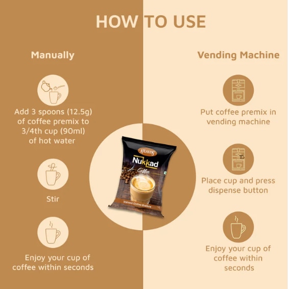 ATLANTIS Nukkad 3-in-1 Coffee Premix – 1kg Pack for Vending Machines | Tasty & Time-Saving Solution image 2
