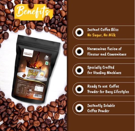 AMAZON Gold Pure Coffee Powder | 100% Coffee | 250g for Vending Machine (Atlantis Special Select) image 2
