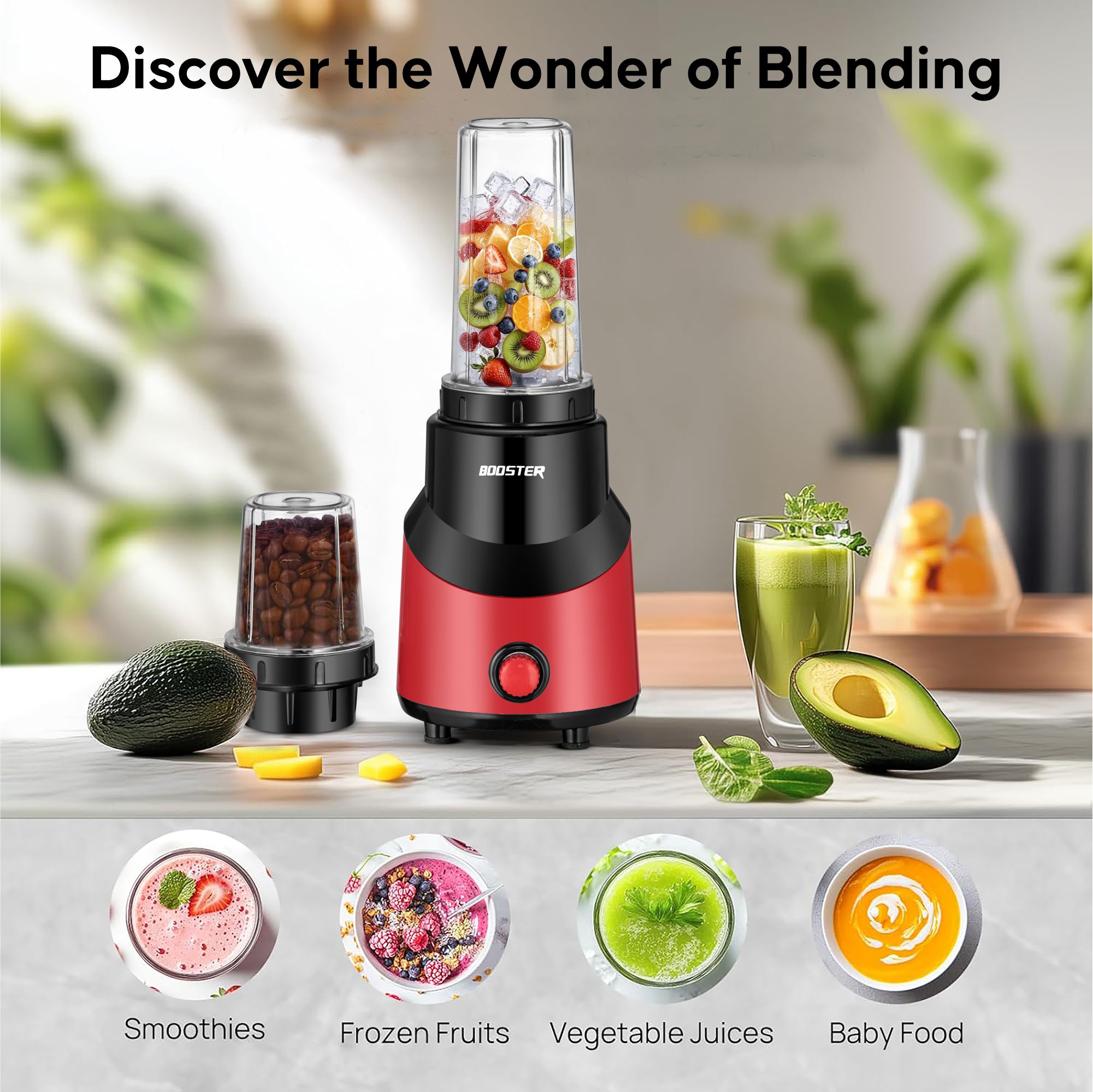 BOOSTER Powerful 550 W Juicer Mixer Grinder (Nutri_Pro | 2 Jars | Red) image 4