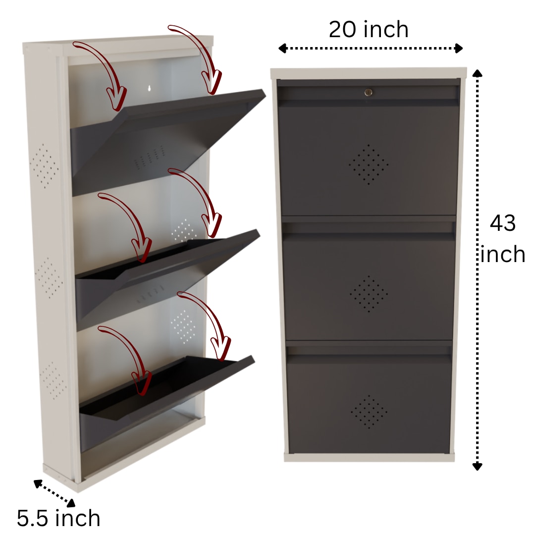 3 Tier Metal Shoe Rack (Grey) image 2