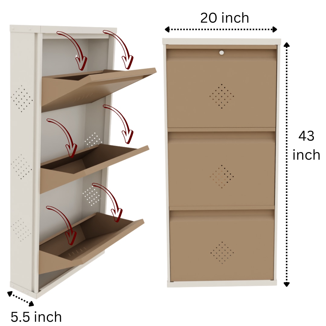 3 Tier Metal Shoe Rack (Biscuit) image 5