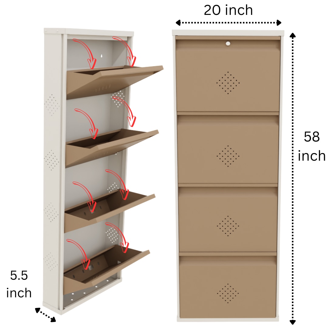4 Tier Metal Shoe Rack (Biscuit) image 4