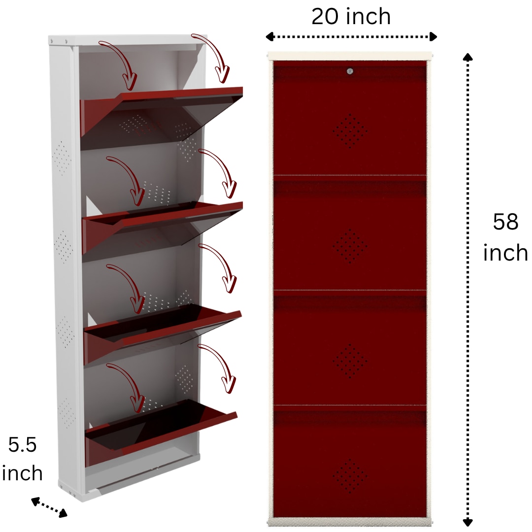 4 Tier Metal Shoe Rack (Maroon) image 4