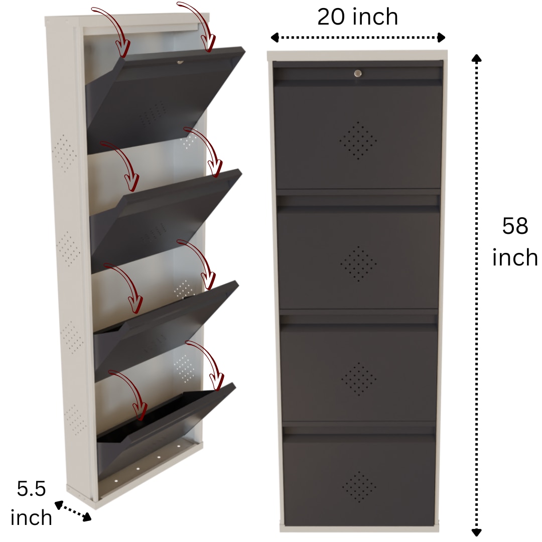 4 Tier Metal Shoe Rack (Grey) image 2